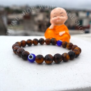 Tiger Eye Stone with Evil Eye Bracelet